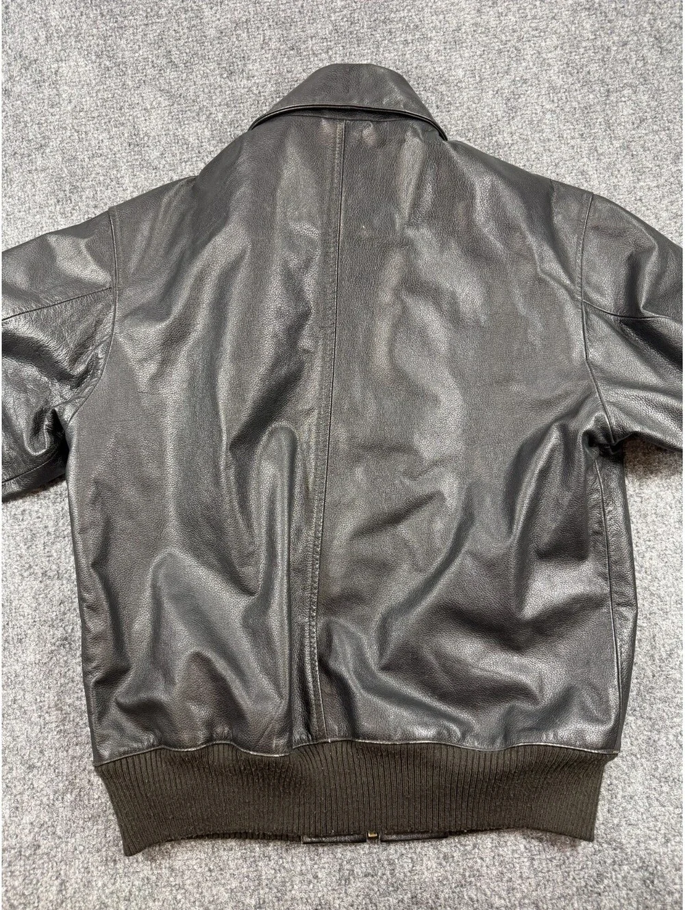 Gap Boys Bomber Jacket Size Xlarge Black  Leather Zip Up Ribbed Trim